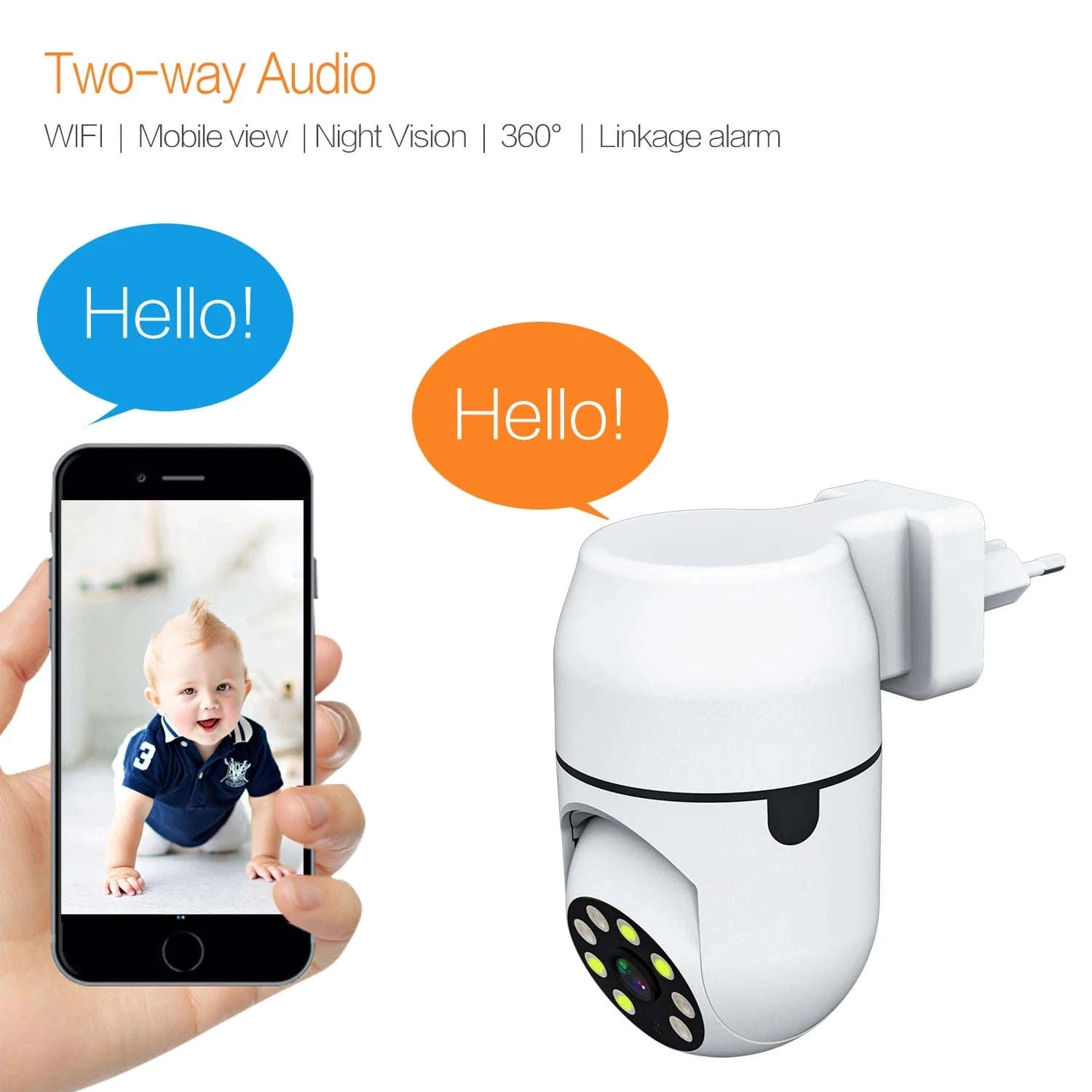 PTZ IP Security Camera for Full 360° Home Surveillance-EU Plug / spain