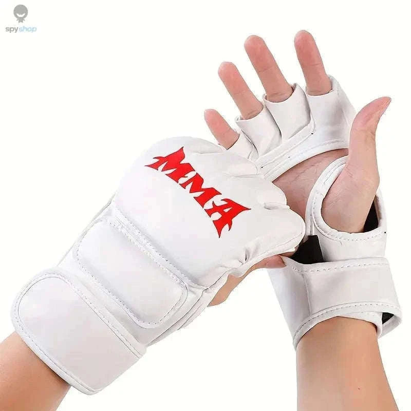 PU Half-Finger Boxing Gloves for MMA, Muay Thai & Training-Black