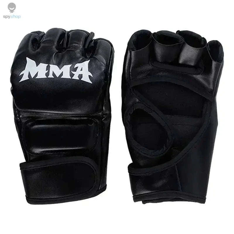PU Half-Finger Boxing Gloves for MMA, Muay Thai & Training-Black