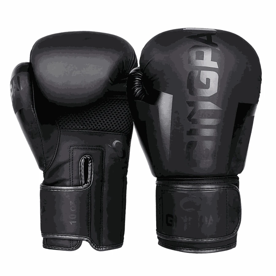 PU Leather Boxing Gloves for Training-No.1 all black / 12oz