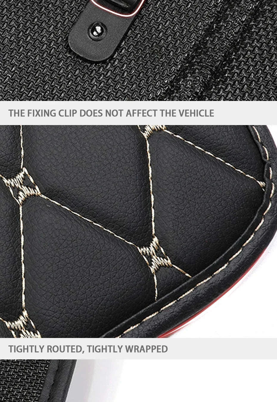 PU Leather Car Anti-Kick Seat Back Protector with Pocket-1pc large White line