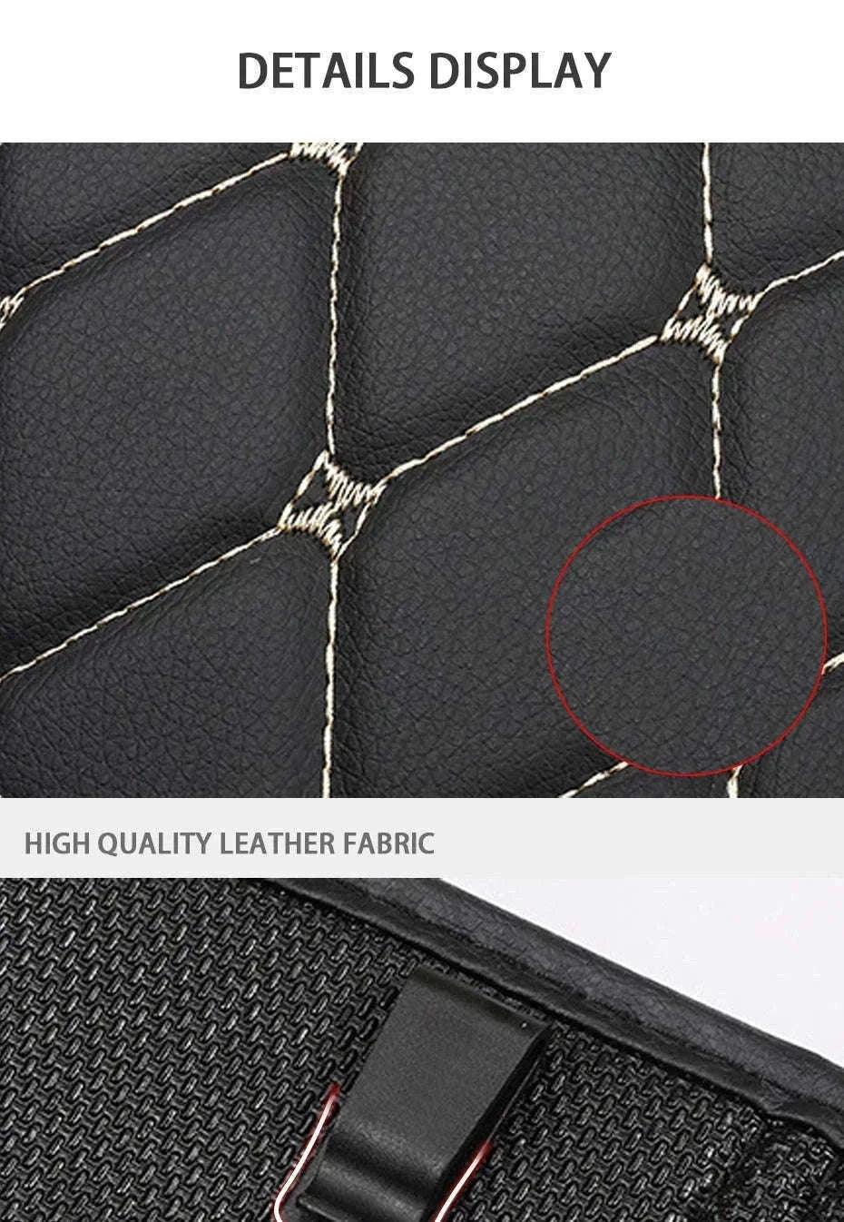 PU Leather Car Anti-Kick Seat Back Protector with Pocket-1pc large White line