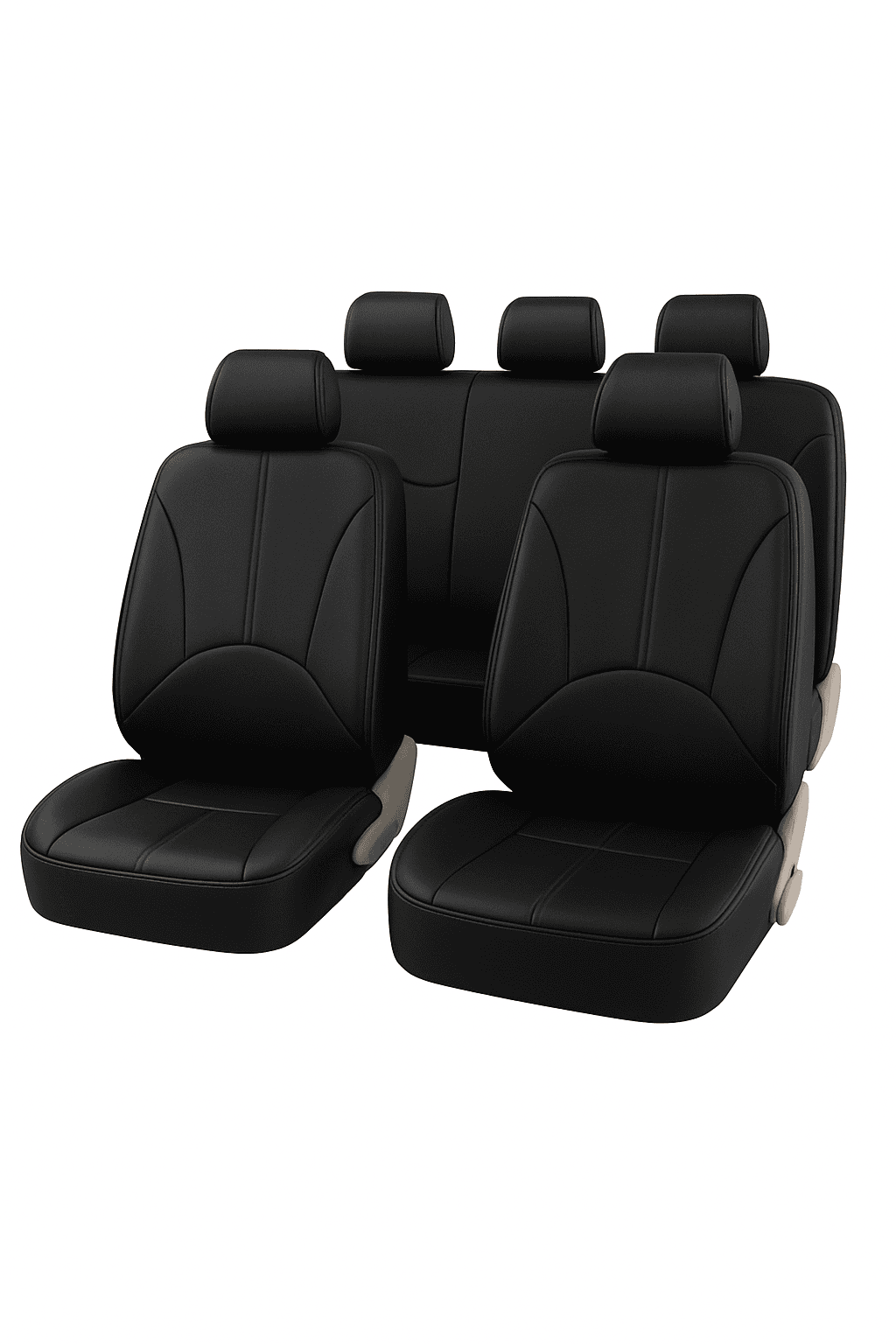 PU Leather Car Seat Cover Set for 5-Seat Vehicles-Black set x 1