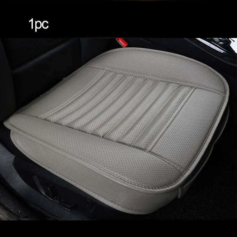PU Leather Car Seat Cover Universal Pad Mat-3pcs Beige