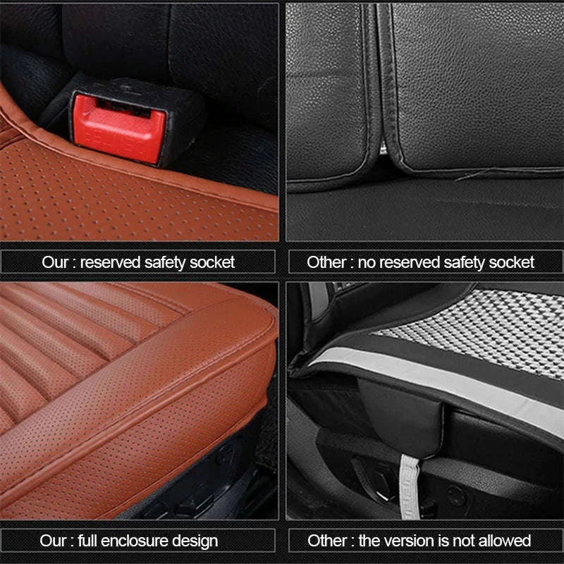PU Leather Car Seat Cover Universal Pad Mat-3pcs Beige