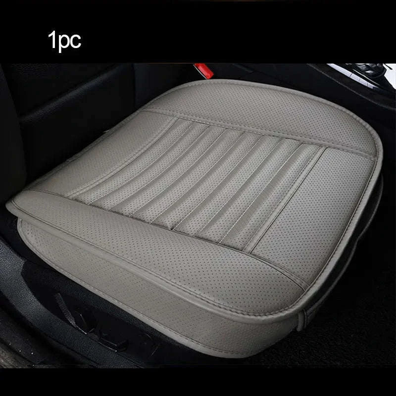 PU Leather Car Seat Cover Universal Pad Mat-3pcs Beige