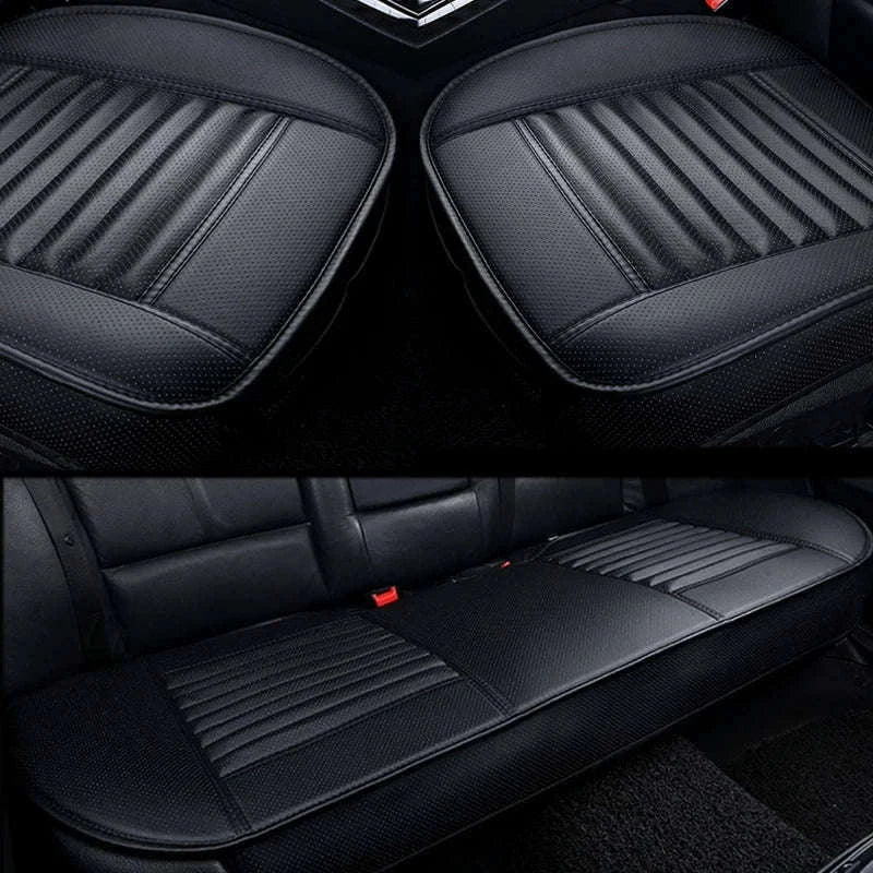 PU Leather Car Seat Cover Universal Pad Mat-3pcs Beige