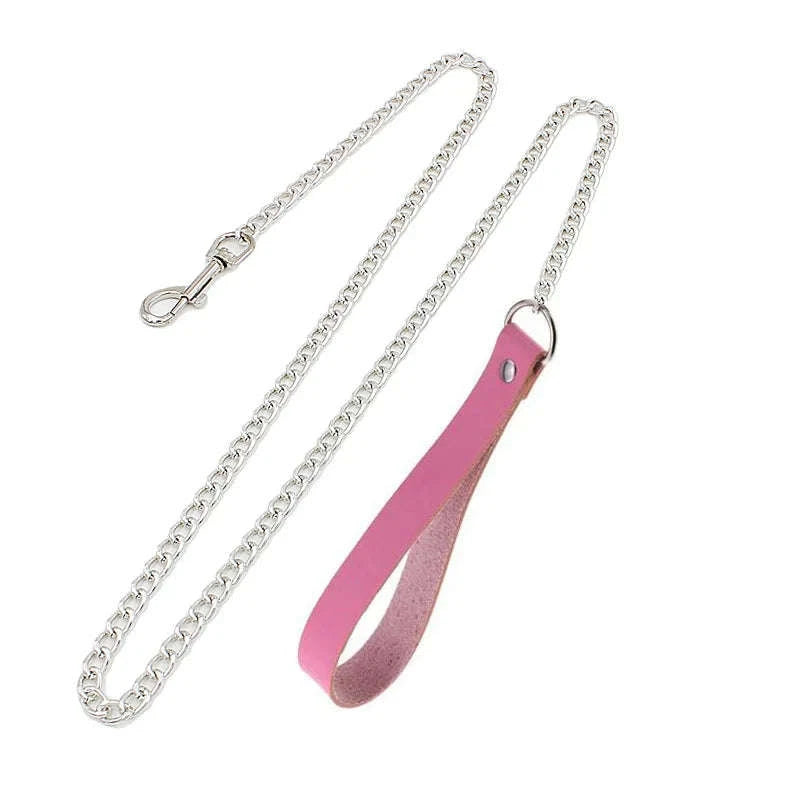 PU Leather Collar with Leash Gothic Heart Pendant Choker-Leash black