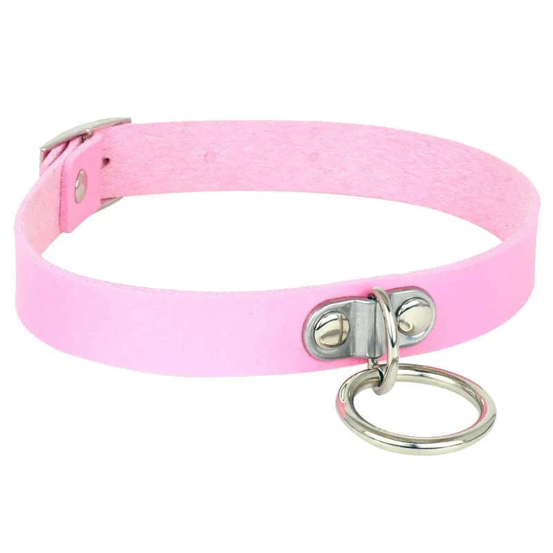 PU Leather Collar with Leash Gothic Heart Pendant Choker-Leash black