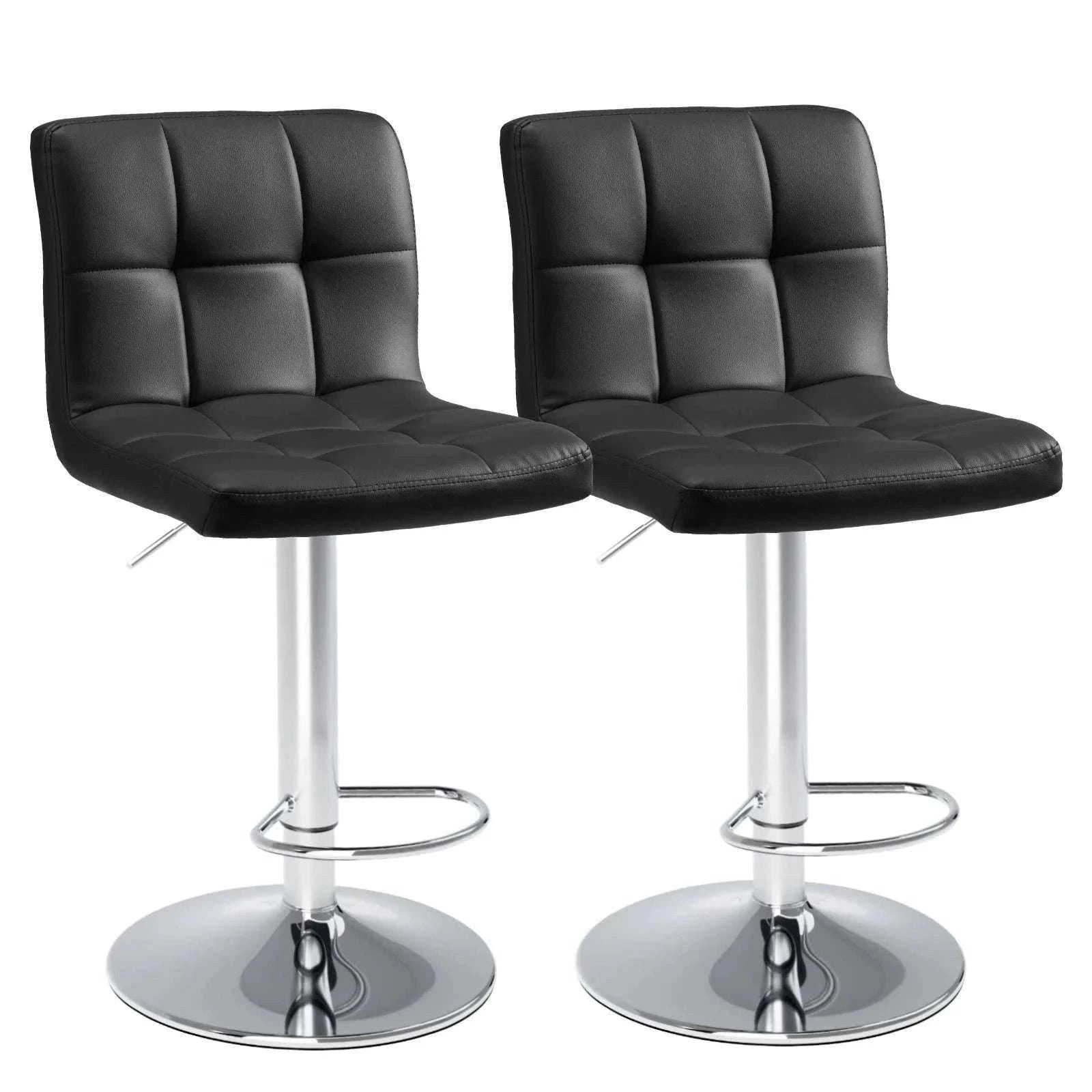 PU Leather Counter Height Bar Stools Set of 2 with Backrest-black / United States