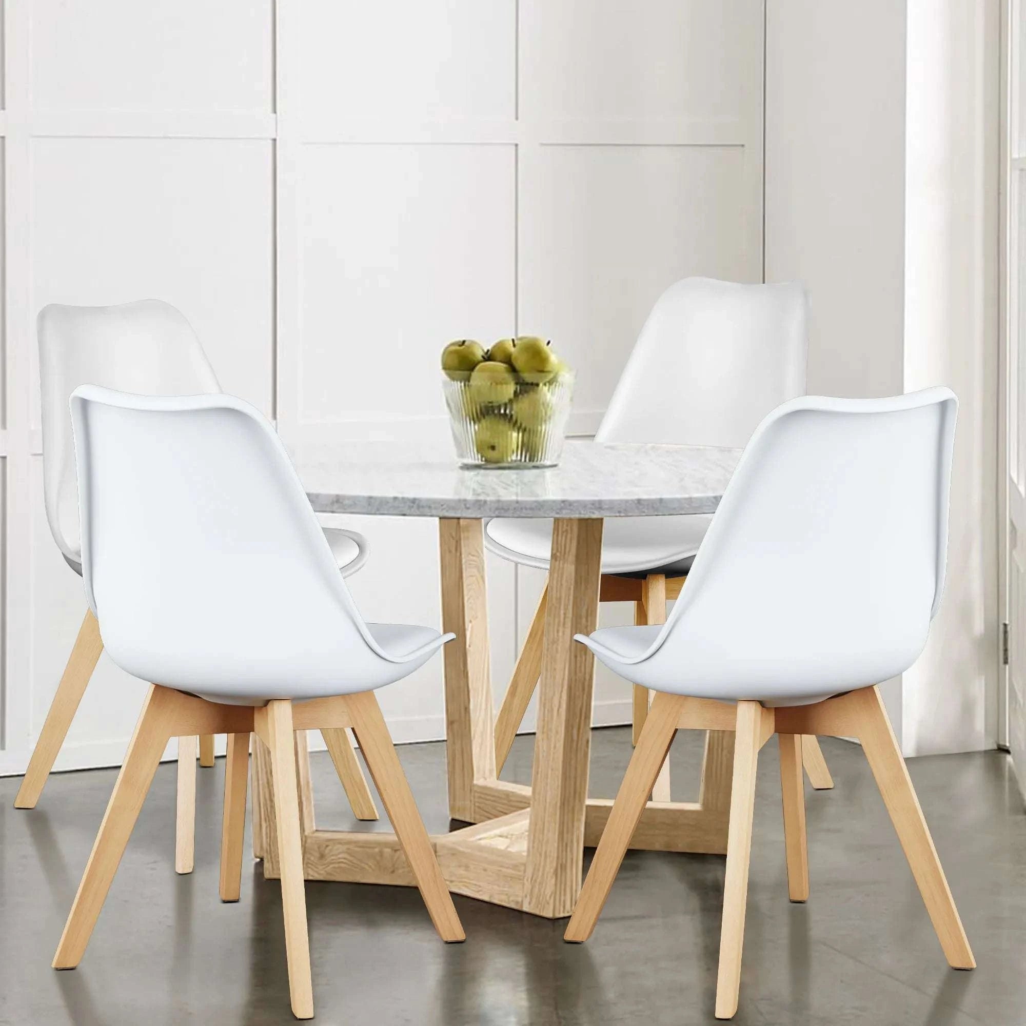 PU Leather Dining Chairs Set of 4 with Wooden Legs for Home-BLACK / United States