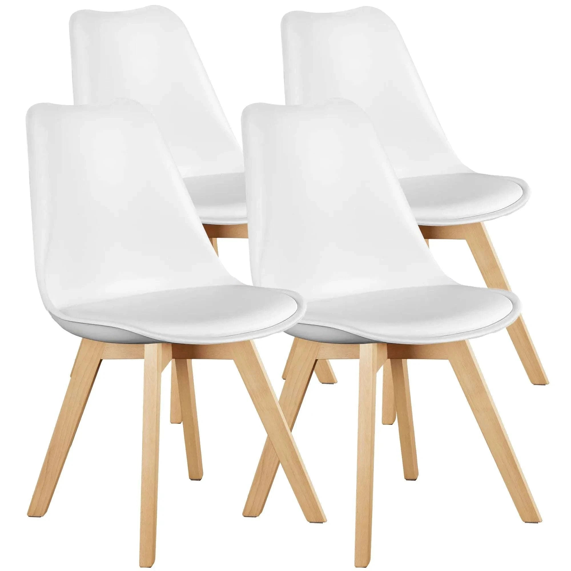 PU Leather Dining Chairs Set of 4 with Wooden Legs for Home-BLACK / United States