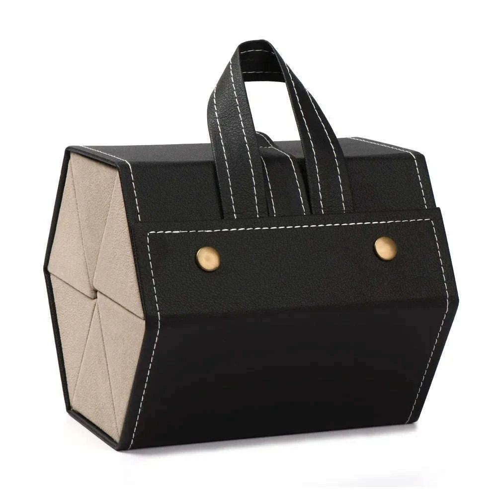 PU Leather Folding Glasses Organizer Multi-Slot Travel Case-5 Slot Brown