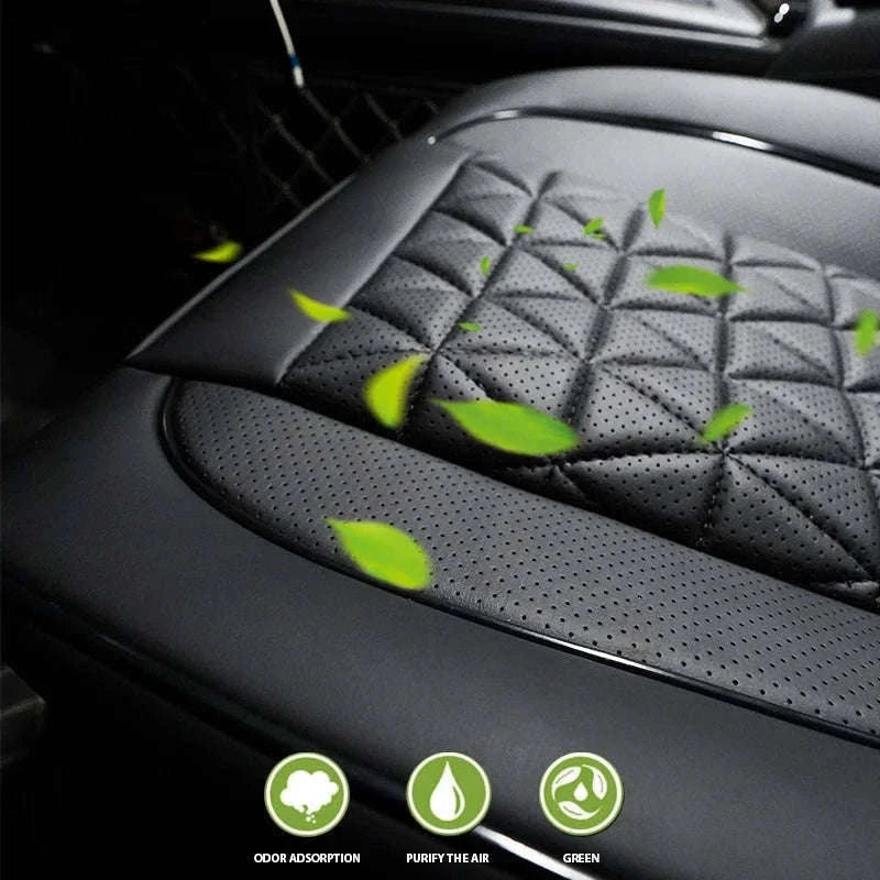 PU Leather Front Car Seat Cover with Cushion and Pockets-black 1pc