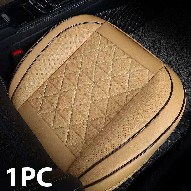 PU Leather Front Car Seat Cover with Cushion and Pockets-black 1pc