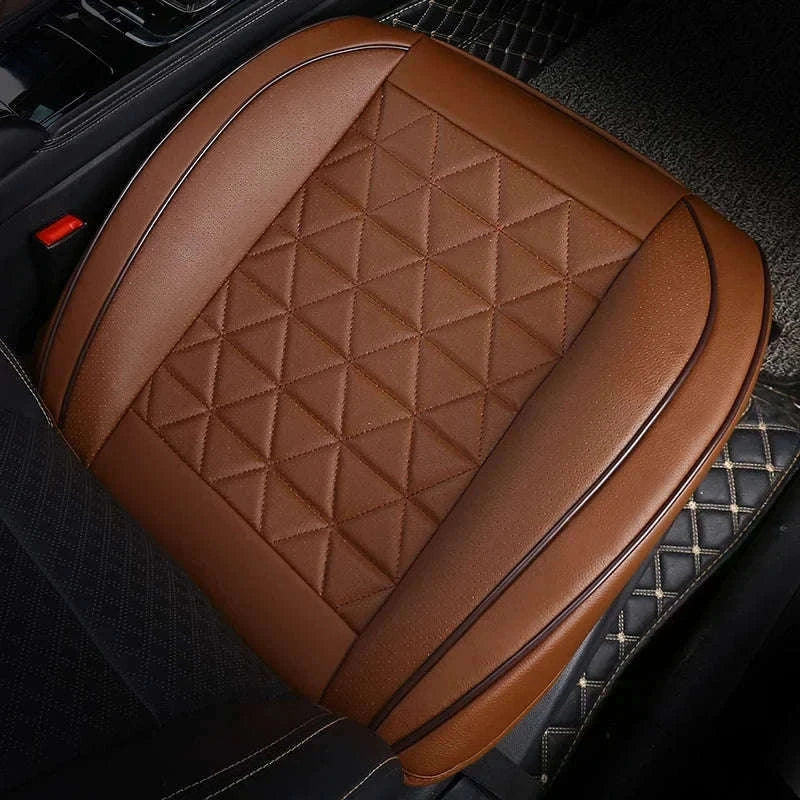 PU Leather Front Car Seat Cover with Cushion and Pockets-black 1pc