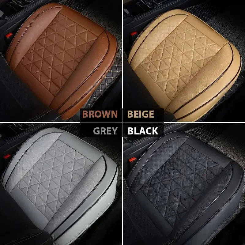 PU Leather Front Car Seat Cover with Cushion and Pockets-black 1pc