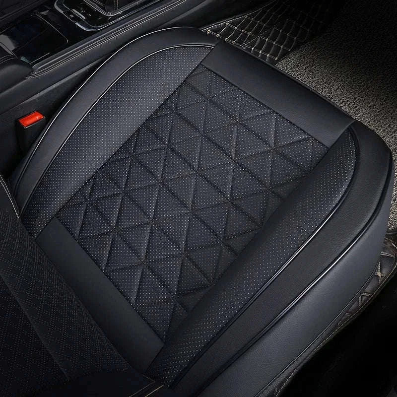 PU Leather Front Car Seat Cover with Cushion and Pockets-black 1pc