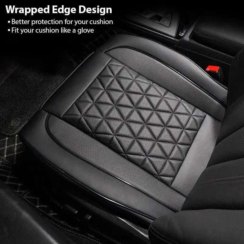 PU Leather Front Car Seat Cover with Cushion and Pockets-black 1pc