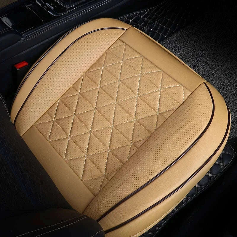 PU Leather Front Car Seat Cover with Cushion and Pockets-black 1pc