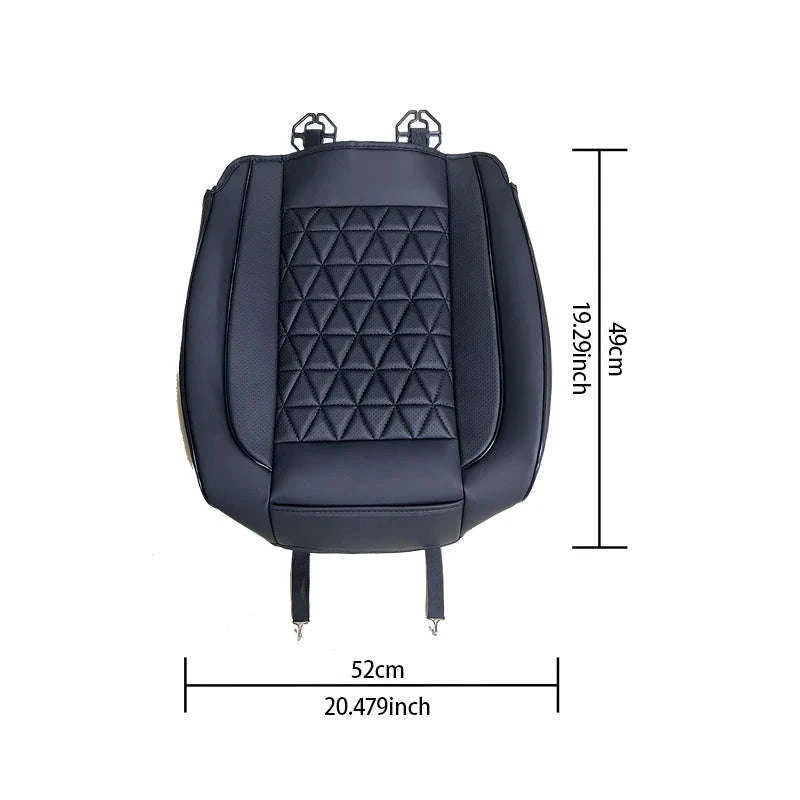 PU Leather Front Car Seat Cover with Cushion and Pockets-black 1pc