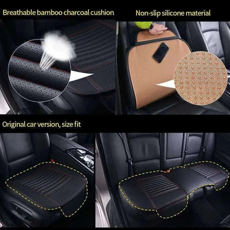 PU Leather Universal Anti-Slip Waterproof Car Seat Cover-Rear White line 1pc