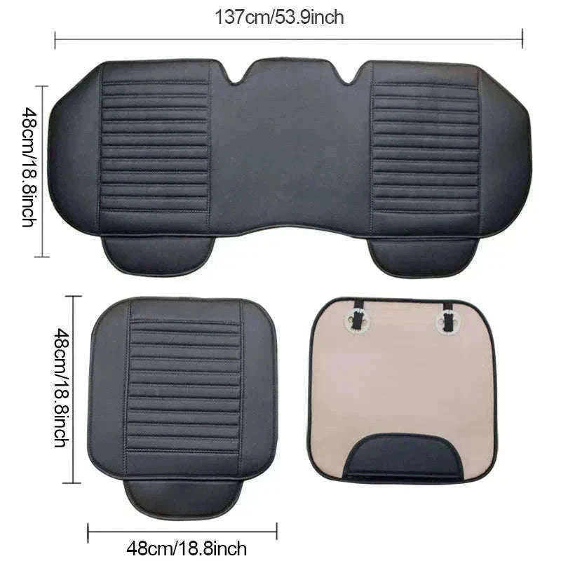 PU Leather Universal Anti-Slip Waterproof Car Seat Cover-Rear White line 1pc