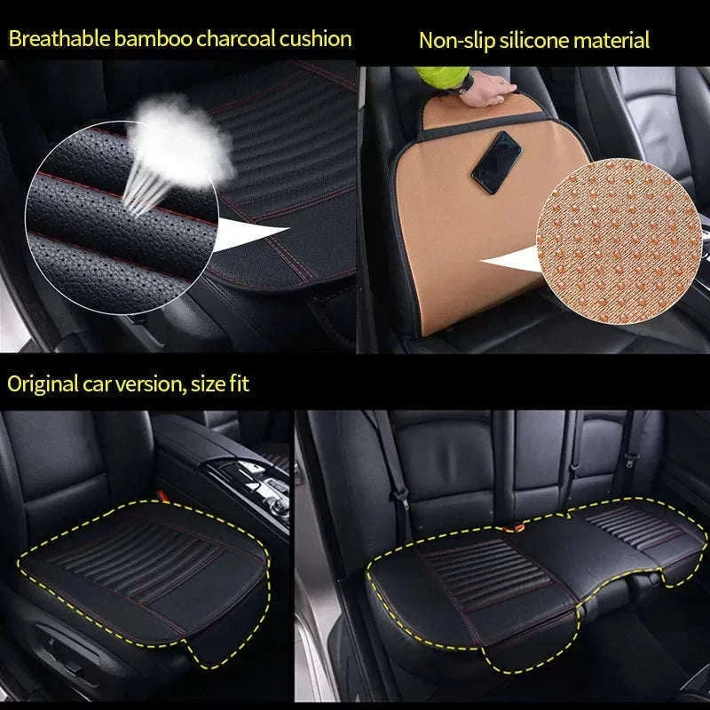 PU Leather Universal Anti-Slip Waterproof Car Seat Cover-Rear White line 1pc