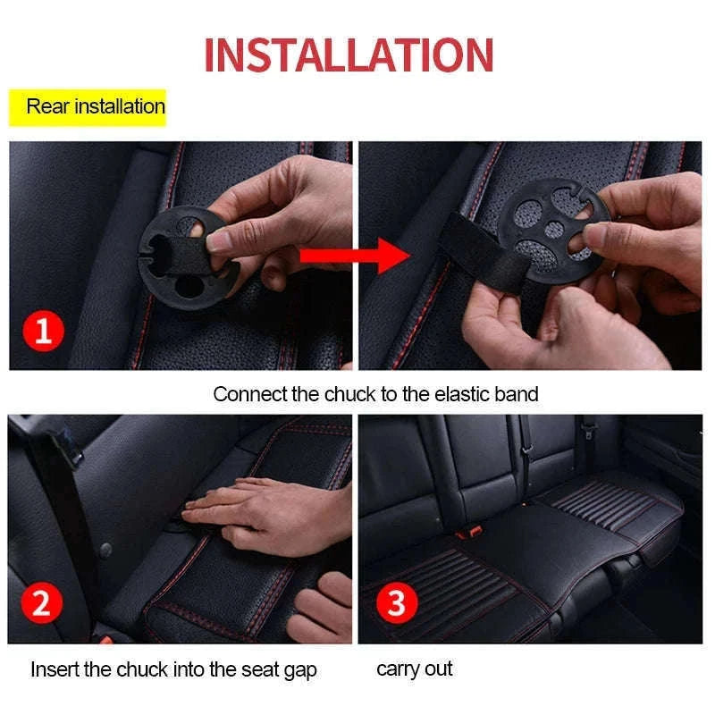 PU Leather Universal Anti-Slip Waterproof Car Seat Cover-Rear White line 1pc