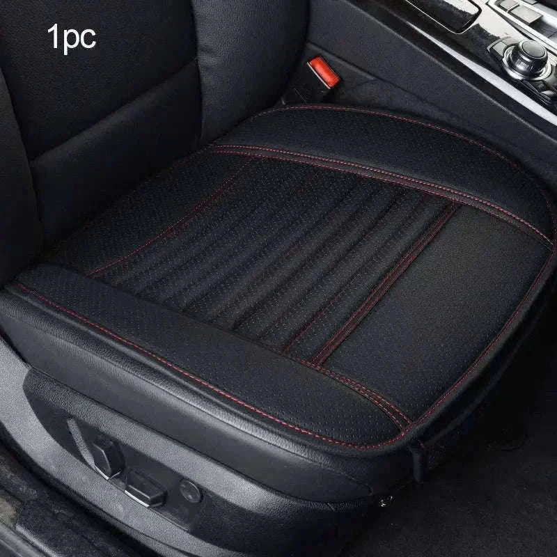 PU Leather Universal Anti-Slip Waterproof Car Seat Cover-Rear White line 1pc