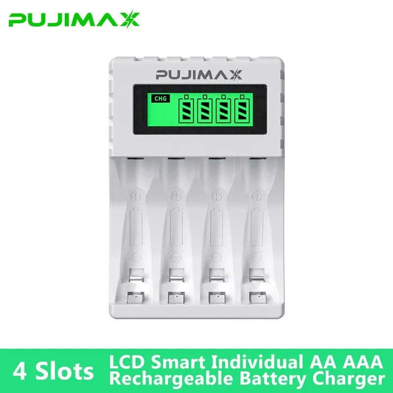 PUJIAMX Smart Battery Charger AA/AAA-LCD-005 Black / 1.2V / LCD-005|USB Micro