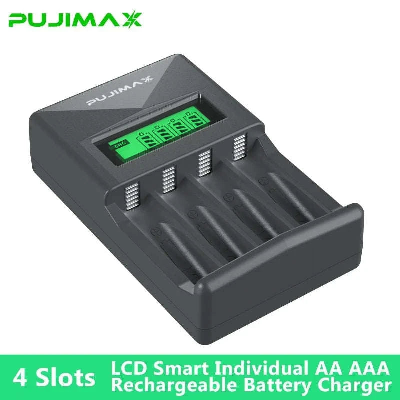 PUJIAMX Smart Battery Charger AA/AAA-LCD-005 Black / 1.2V / LCD-005|USB Micro