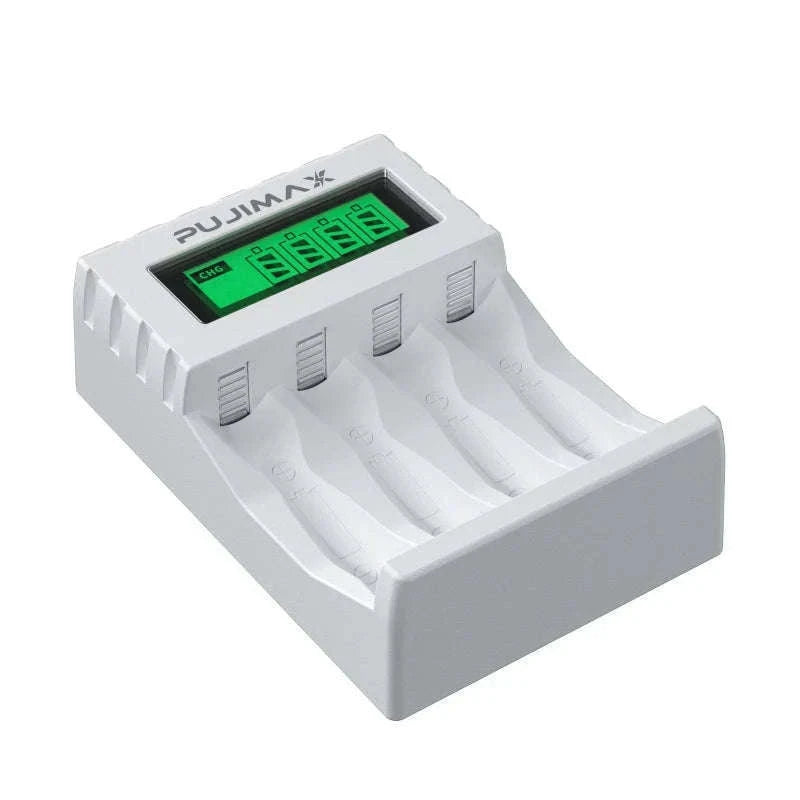 PUJIAMX Smart Battery Charger for AA and AAA Batteries-LCD-007 White / 1.2V / LCD-005|USB Micro