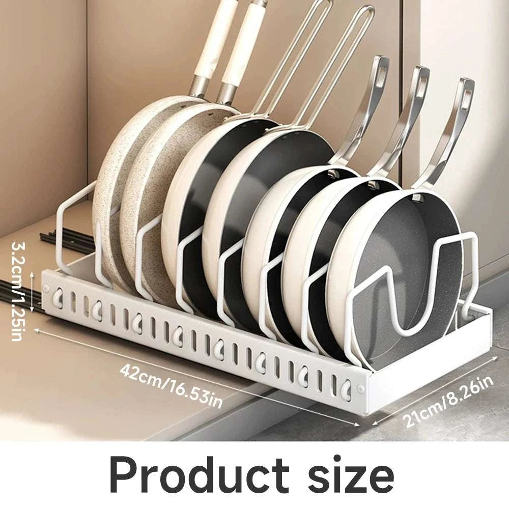 Pull-Out Pots and Pans Organizer with Adjustable Dividers-1 PC / 42*21*3.2CM / france|1-tier