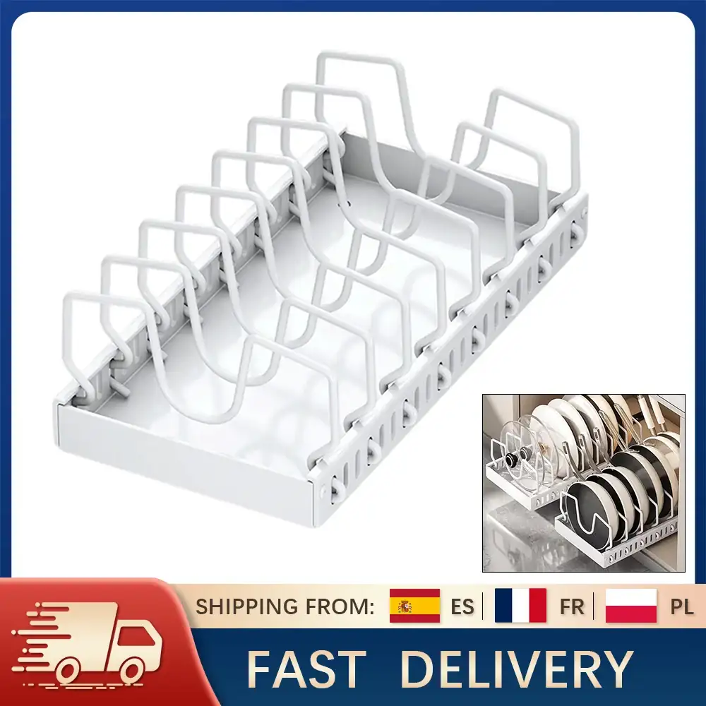 Pull-Out Pots and Pans Organizer with Adjustable Dividers-1 PC / 42*21*3.2CM / france|1-tier