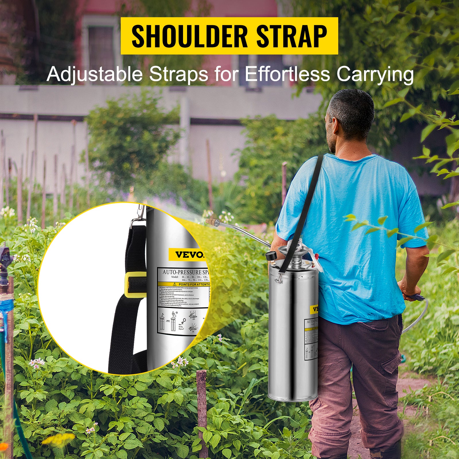 Stainless Steel Hand Pump Sprayer 4–12L Garden & Cleaning Tool