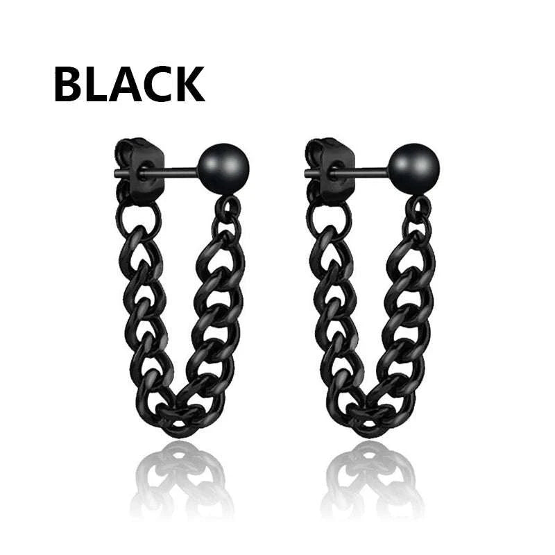 Punk Stainless Steel Stud Earrings in Black-Type12