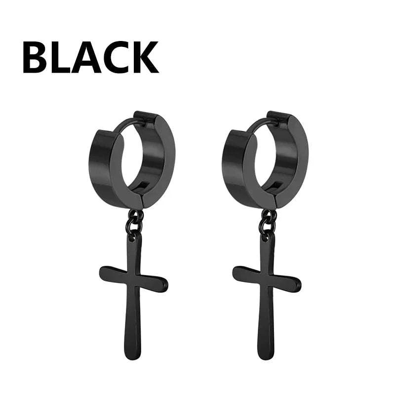 Punk Stainless Steel Stud Earrings in Black-Type12