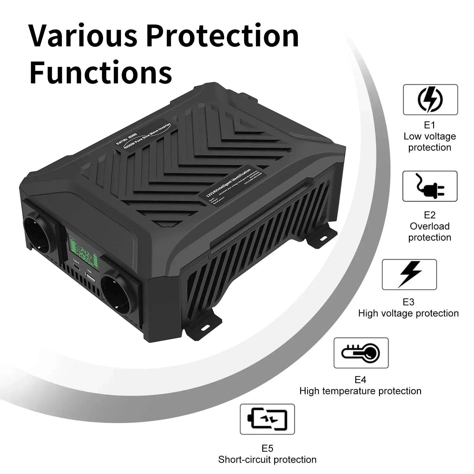 Pure Sine Wave Inverter 12V 24V 1200W 2300W EU-12V 24V to 220V EU / China Mainland