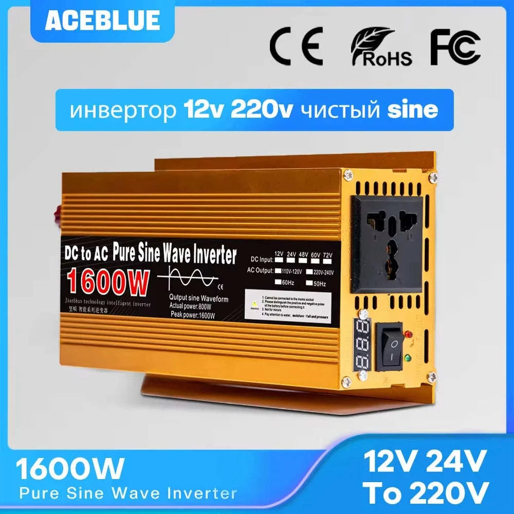 Pure Sine Wave Inverter 12V to 220V 1600W-3000W-1600W 12V 50HZ