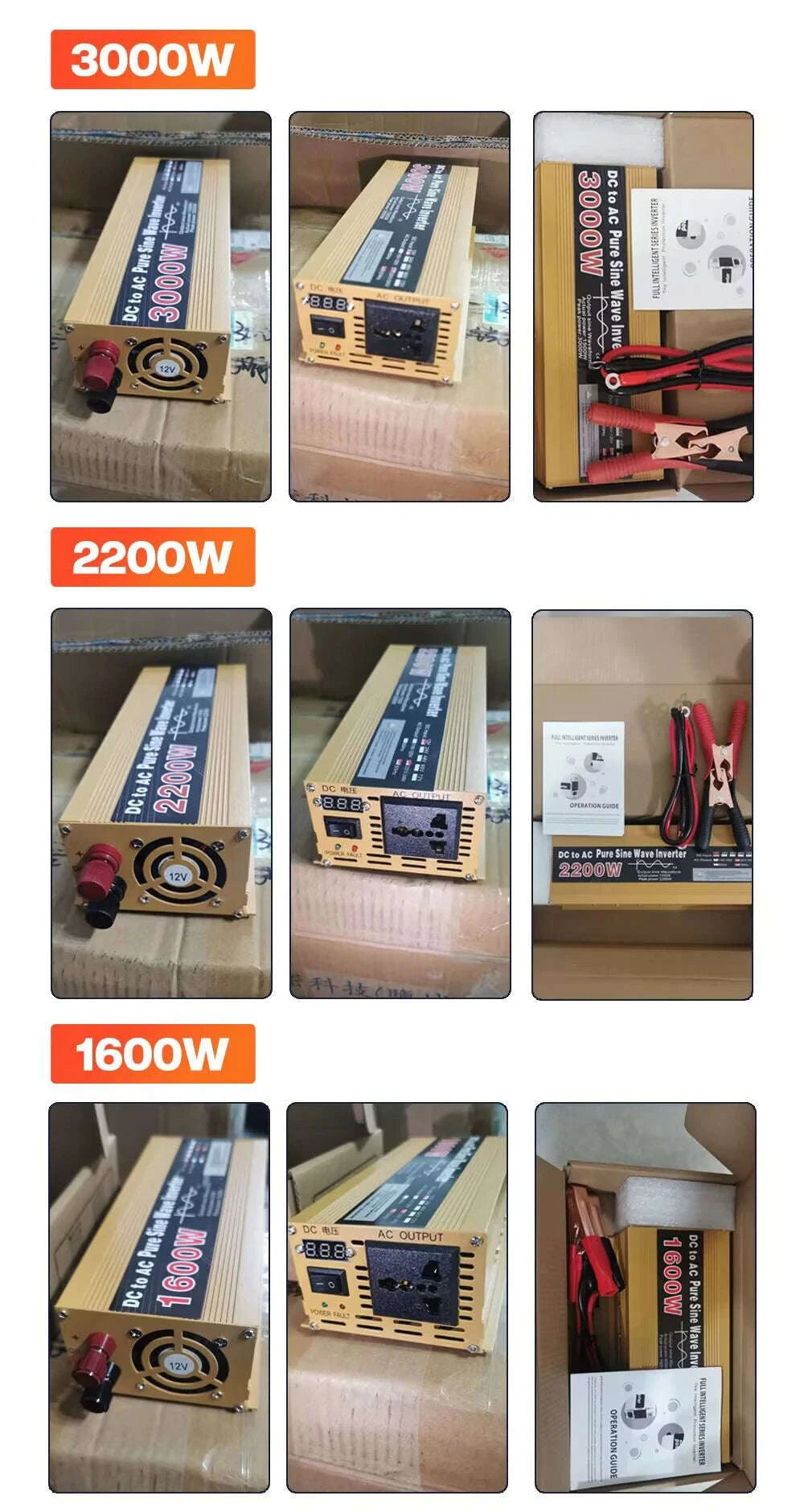 Pure Sine Wave Inverter 12V to 220V 1600W-3000W-1600W 12V 50HZ
