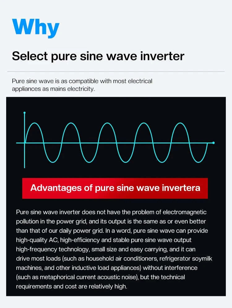 Pure Sine Wave Inverter 12V to 220V 1600W-3000W-1600W 12V 50HZ