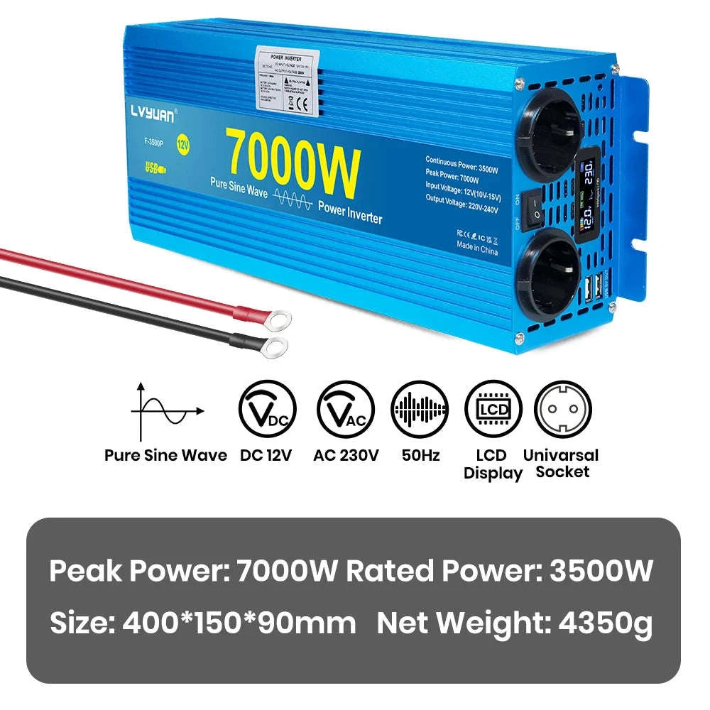Pure Sine Wave Inverter 2000W 12V/24V to 220V/240V-12V 2000W EU / Poland