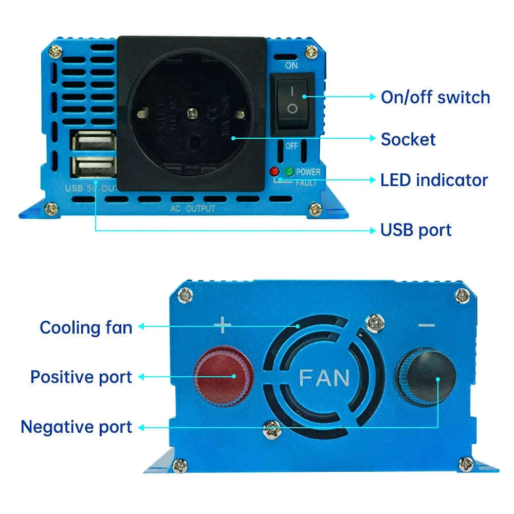 Pure Sine Wave Inverter 2000W 12V/24V to 220V/240V-12V 2000W EU / Poland