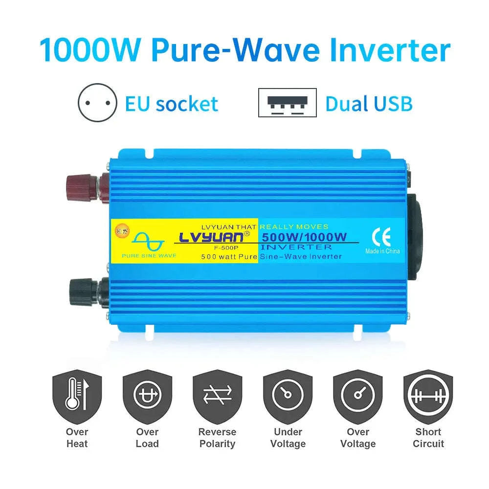 Pure Sine Wave Inverter 2000W 12V/24V to 220V/240V-12V 2000W EU / Poland