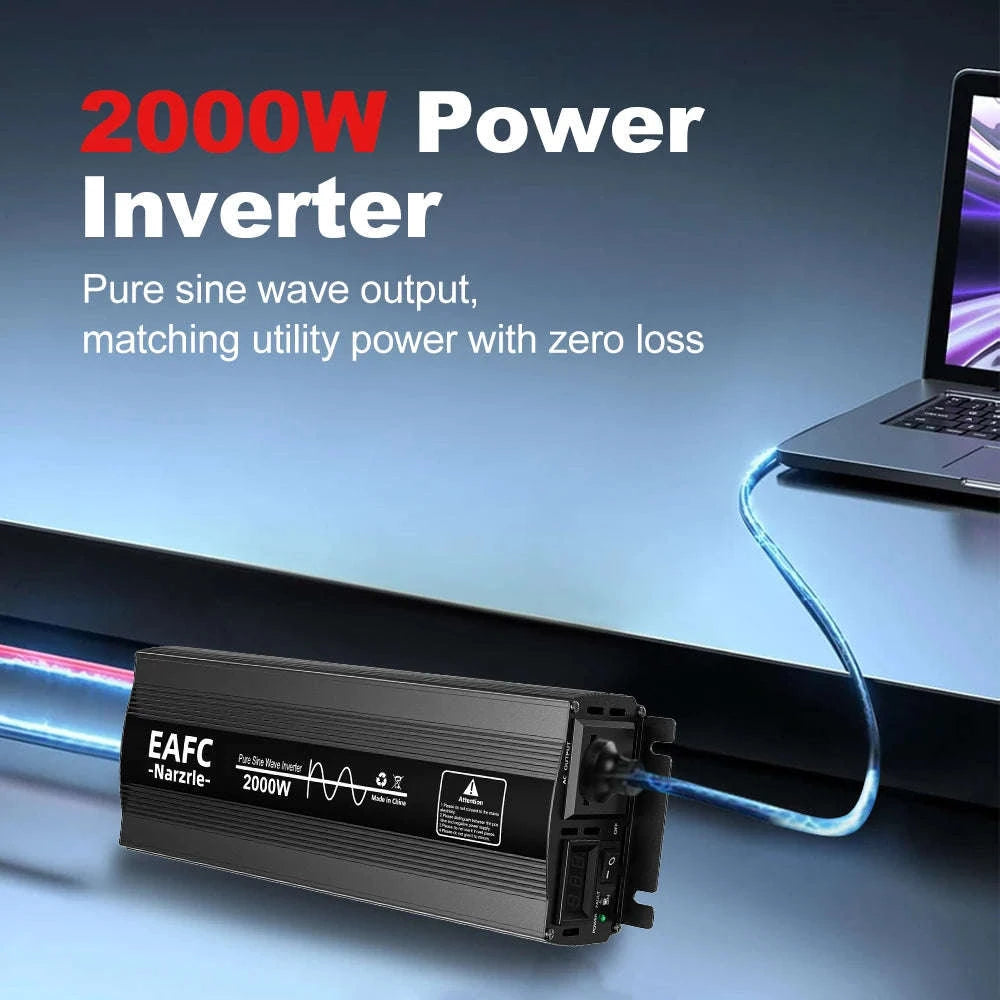 Pure Sine Wave Inverter 2000W 12V to 220V EU Socket-4000W / Poland