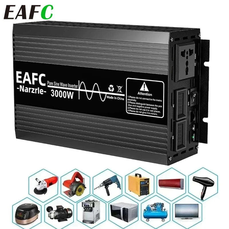 Pure Sine Wave Inverter 2000W Continuous 4000W Peak 12V to 220V EU Socket-2000W / Poland