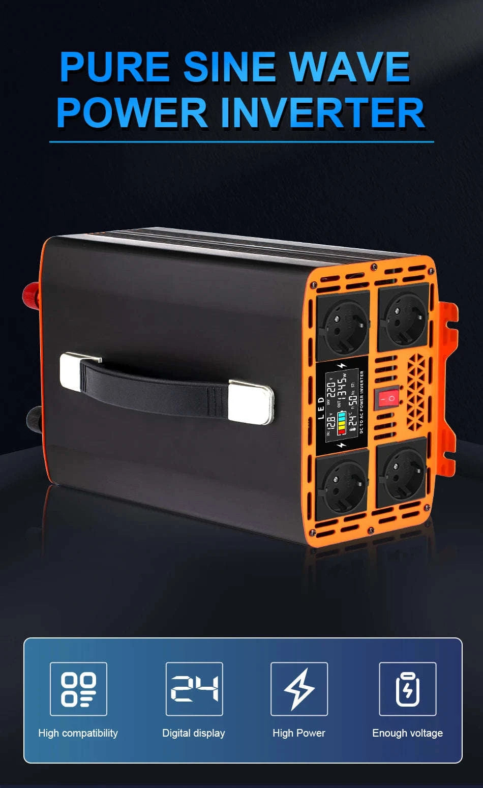 Pure Sine Wave Inverter 4000W-9000W 12V/24V/48V to 220V-4000W-12V