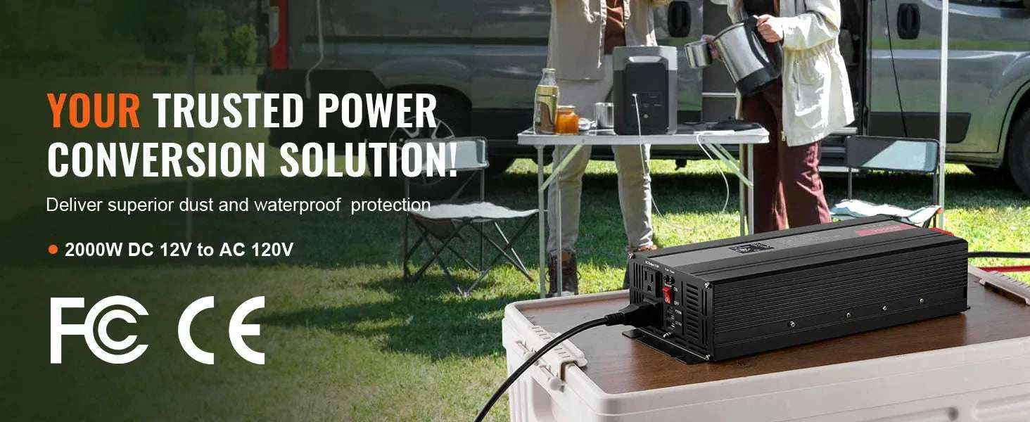 Pure Sine Wave Power Inverter 1000W–3000W with Remote & USB Ports-1000W AC 120V / United States