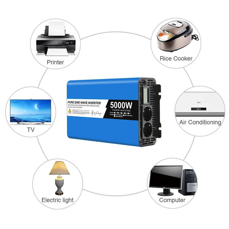 Pure Sine Wave Power Inverter 12V/24V to 220V-5000W-12V / Poland